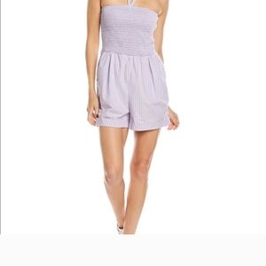 Nation LTD Stripe Lavender Purple Pima Cotton Blondie Romper M NEW Vacation Spri